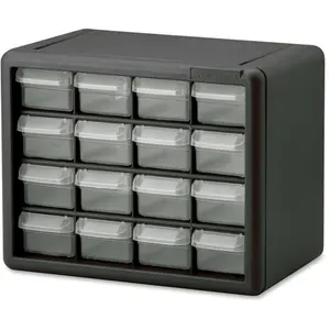 212 MAIN 16-Drawer Plastic Storage Cabinet - Plastic Frame, Stackable Unit, Wall-Mounting Organizing Tool Organizer for Tools & Hardware Storage