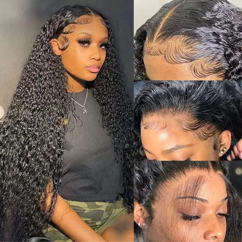 ILYquel Deep Wave Lace Front Human Hair Wigs Pre-Plucked Transparent  13x6 HD Lace Frontal Wig With Baby Hair