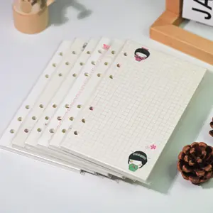 A6 Color Refill Pages, Thickened 100g Paper, 6-Hole Loose-Leaf Replacement Inner Sheets, Daily Weekly Monthly Planner, Grid Dot Matrix, Office Stationery Supplies