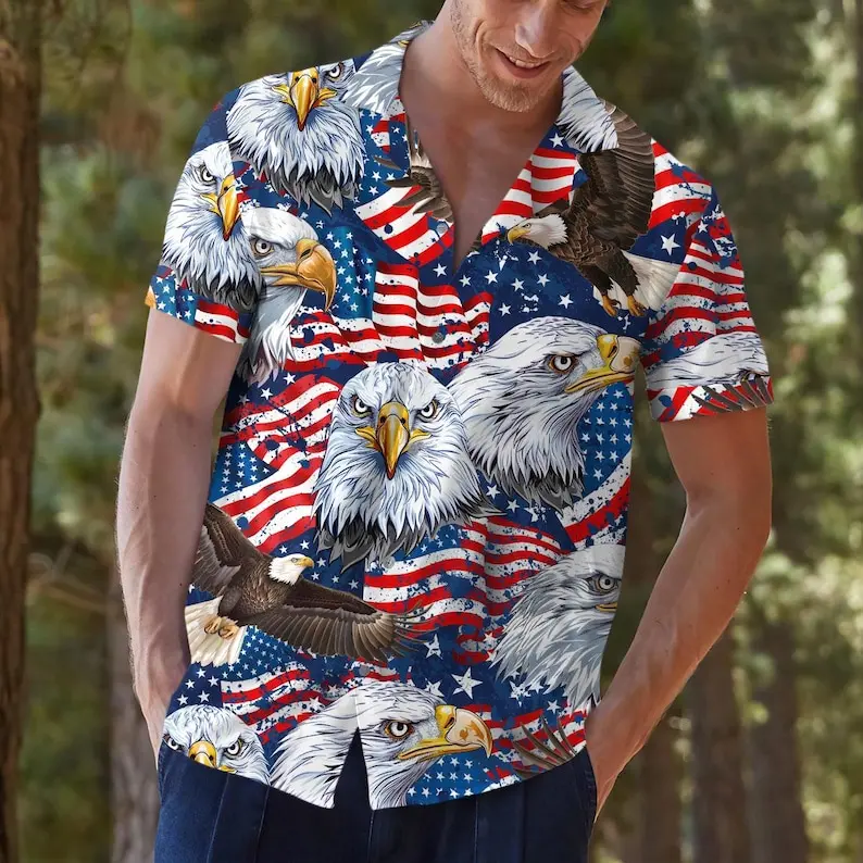 American Eagle Hawaiian Shirt, Patriotic 4th of July Button Down #   TikTokMadeMeBuyIt #   TikTokShop #   USA 250th