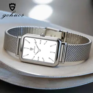 GOHUOS Women’s Premium Quartz Watch with Sleek Square Design, Durable Stainless Steel Strap, Luminous Dial, Waterproof, Date & Week Display