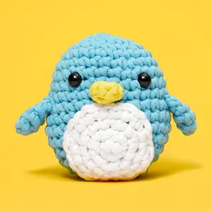 Cute Pierre The Penguin Crochet Kit for Beginners,Crochet Animals with Step-by-Step Video Tutorials，Kids Crochet Kit for Beginners is Friendly with Complete Knitting&Crochet Supplies