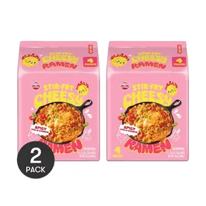 OTTOGI Korean Cheddar Cheese Ramen - Spicy Flavor, 120g x 4 Packs | Authentic Korean Stir-Fried Noodles