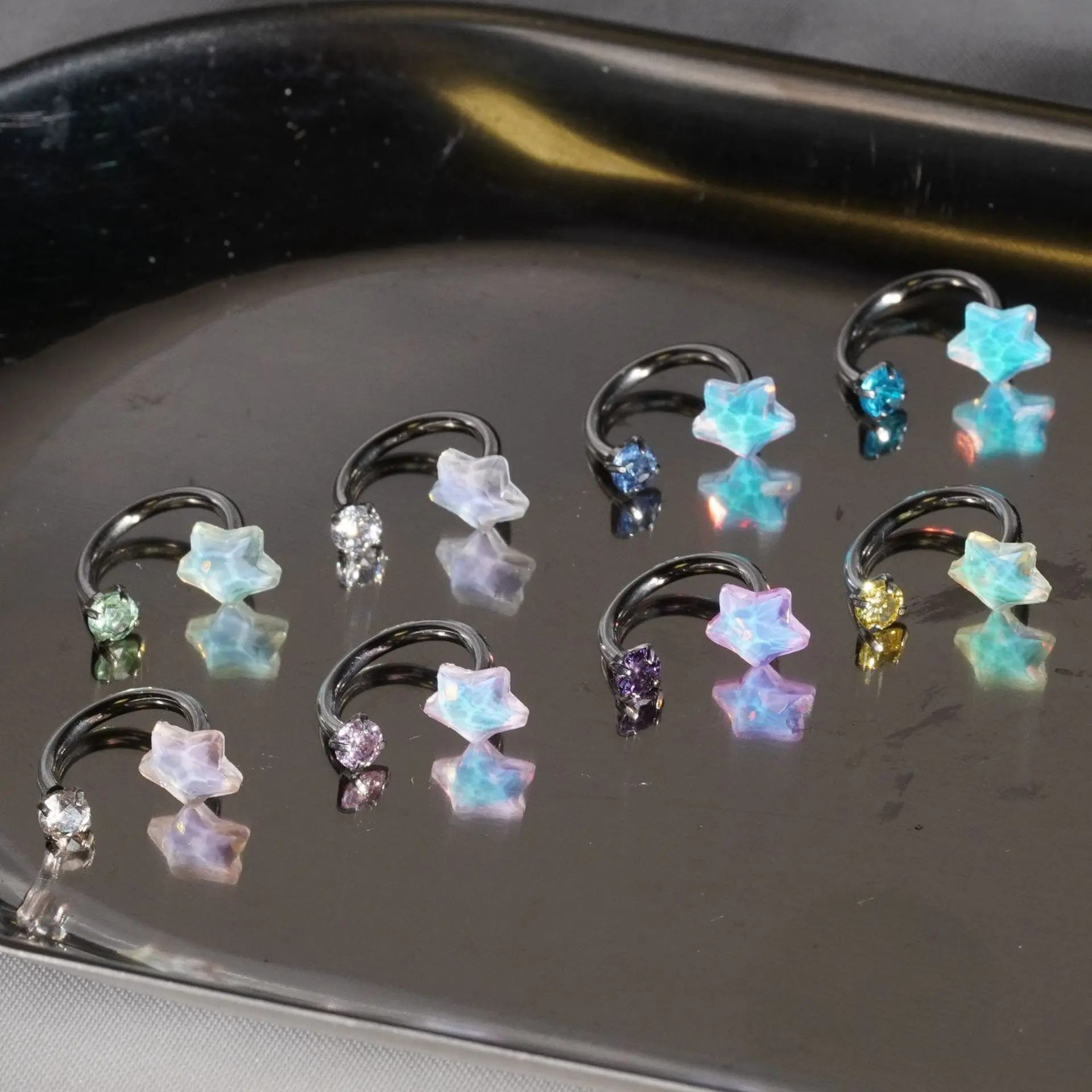 16G Sparkly Rhinestone Star Horseshoe Septum Nose Ring - Stainless Steel Body Jewelry for Women's Daily Wear, Dainty Piercing Accessory
