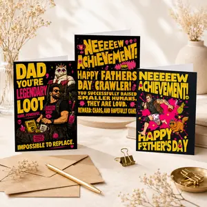 Dungeon CrawIer CarII Father's Day Card, New Achiievement Unlocked Card, Funny Gaming Humor Father's Day Fold Card, The Perfect Gift For Father's Day