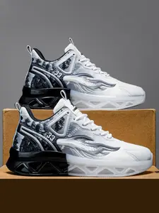 Men's Fashionable Lace Up Low Top Sneakers, Casual Comfortable Breathable Sports Running Shoes, Male All-match Round Toe Shoes for Daily Wear