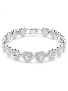 S925 Sterling Silver Heart Shaped Rhinestone Decor Bracelet, Pretty Bracelet, Fashion Jewelry for Party, Daily Clothing Decor, Trendy All-match & Exquisite Jewelry for Birthday Gift