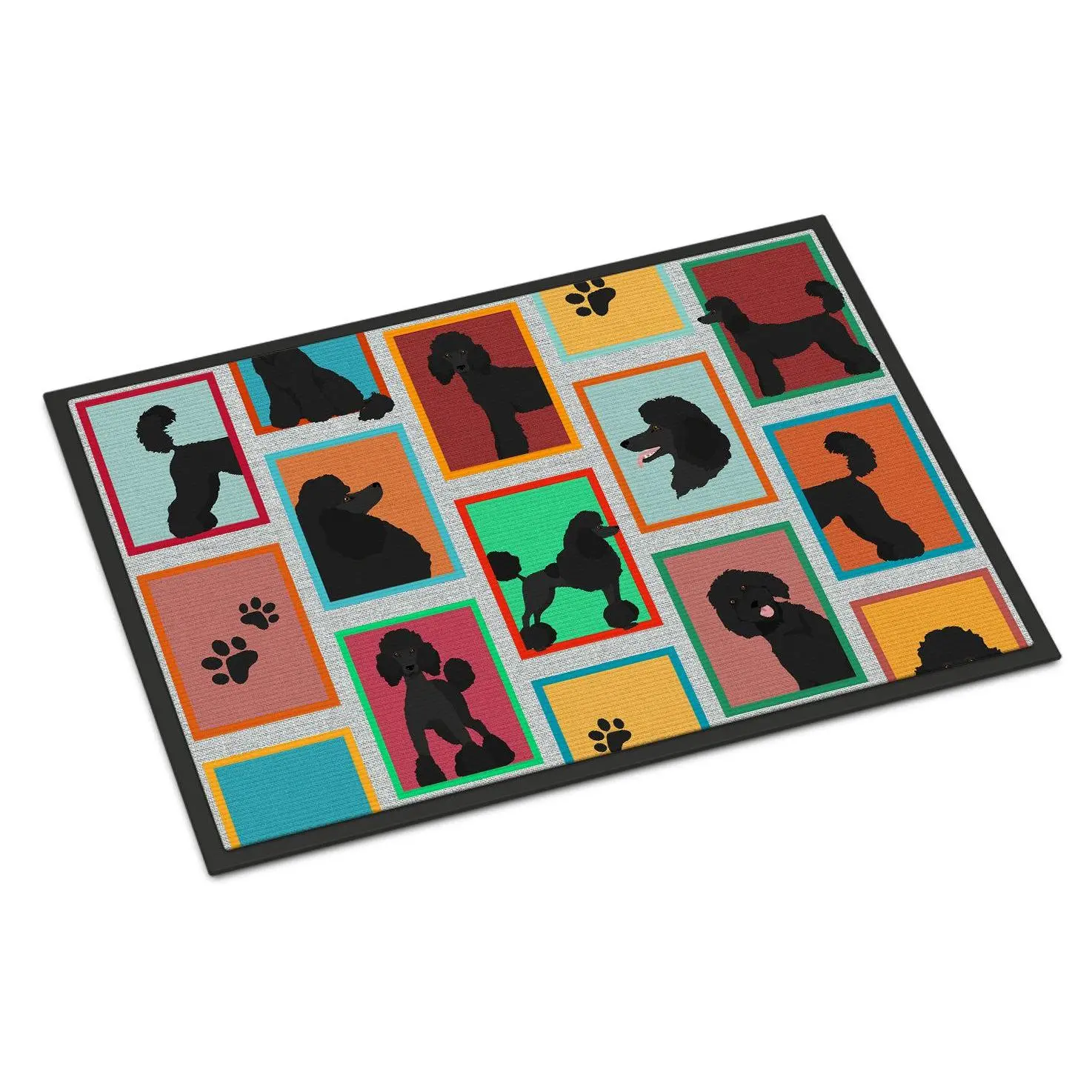 18x27 in Black Standard Poodle Art Mat, Polyester Felt, Weatherproof Anti-Skid Indoor-Outdoor Household Textile Rug