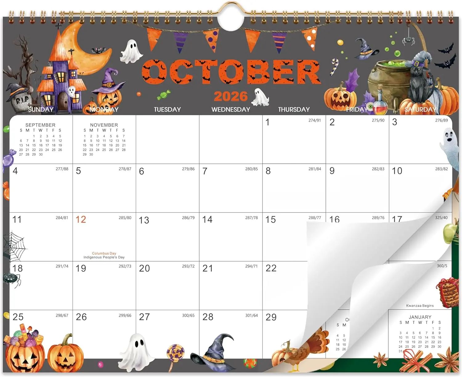 2026 Wall Calendar - Large Calendar 2026 Wall, 15" x 12", January 2026 - December 2026, 12-Month Calendar Wall with Hanging Hook,  Wall Calendar for Organizing - 12 Different Themes