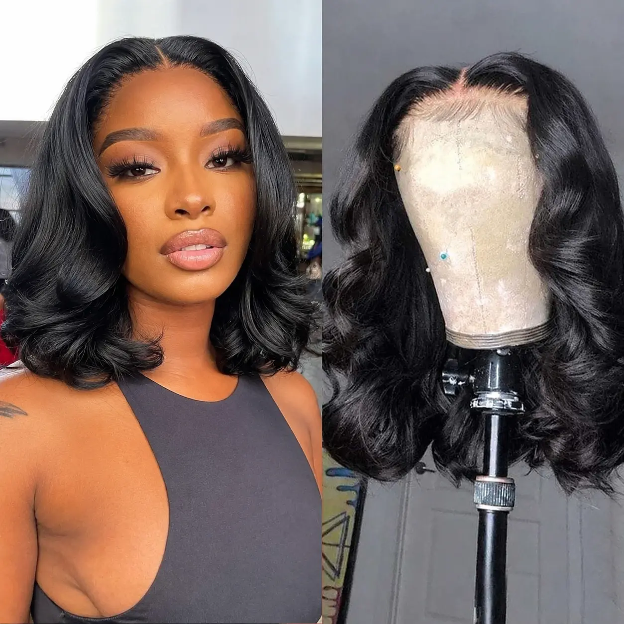 【LIVE ONLY $40】14inch 13x4 Lace Front Wigs Human Hair Body Wave/Straight Wig HD Lace Frontal Wigs Human Hair Wig for Women Pre Plucked Natural Black No Shedding