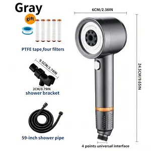 Filtered Shower Head with Handheld, High Pressure Boost, Removes 99.99% Chlorine, Softens Skin & Hair, 4 Spray Modes, One-touch Water Stop, Includes 5 Filter Cartridges, Summervibes, Gift for Mom Dad