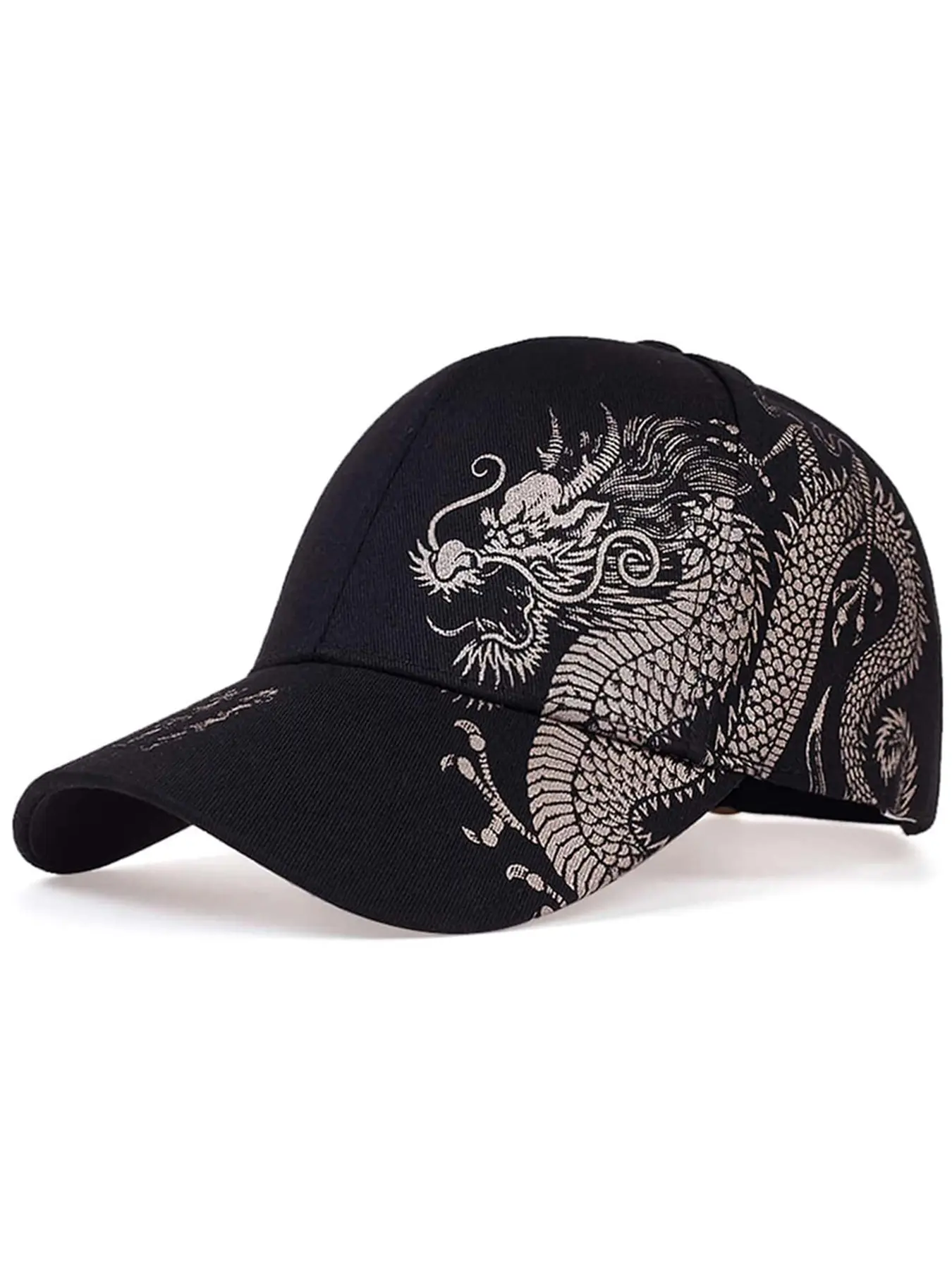 Unisex Gold Dragon Print Baseball Cap, Adjustable Fit Outdoor Hats Sun Protection Hat, Perfect for Traveling, Beach Vacations, and Daily Wear, Fitted Baseball Caps