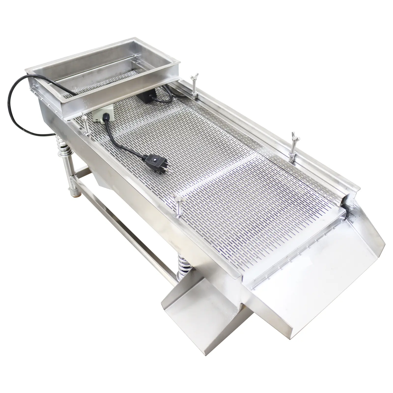 Yokoma 110V Stainless Steel Linear Vibrating Screen(2*20mm) - Industrial sieve for material screening and sorting
