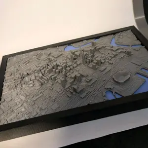 Cityscape of Your Choice 3D Printed Model Display (6.8x4.8in)
