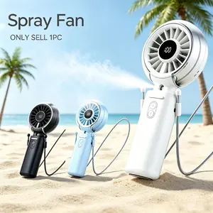 Hand held spray fan, 100 speed levels, with lanyard, adjustable portable cooling fan with spray, 3600mAh, adjustable angle, push-pull switch, rechargeable personal fan, travel, outdoor, exercise, work, home, Rechargeable Wearable Fan