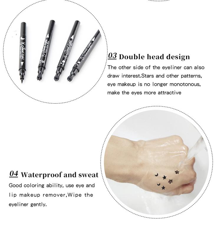 Dual-Head Eyeliner Pen with Stamp – Smudge-Proof Waterproof Eyeliner Pencil, Quick-Drying Liquid Liner for Cat Eye & Creative Makeup Decoration