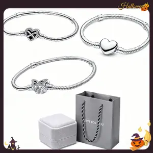 925 Sterling Silver Snake Chain Heart Charm Bracelets，gifts girlfriend，Effortless Match with Any Outfit，Timeless Present for Mom/Sister