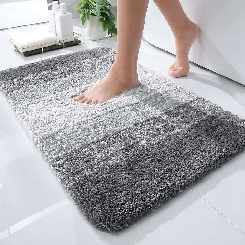 Snowflake Microfiber Bath Mat with Gradual Design, TPR Non-slip Sole, 48x78cm Bathroom Floor Mat for Home Bathroom Supplies