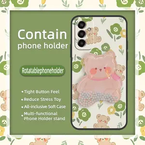 Back Cover protective Phone Case For Samsung Galaxy F13/M13 India/SM-E135F/SM-M135FU quicksand Rotatable stand Dirt-resistant Cute glisten Silicone Simplicity Kickstand Durable