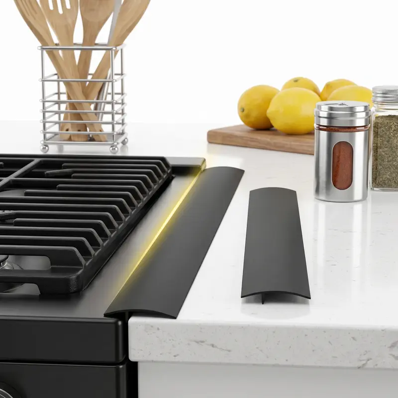 2-Pack 21-In Flexible Non-Slip Silicone Stove Counter Gap Covers, Heat-Resistant Hardware Sealers for Kitchen Use, Easy to Install, Dust-Resistant, Wipe-Clean, Removes Hard-to-Clean Debris, Spill Blocker, Dishwasher Safe