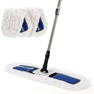 24" Heavy-Duty Commercial Dust Mop for Hardwood Floors & Large Areas - with 2 Microfiber Pads, Reinforced Telescoping Handle for  Cleaning in Homes, Garages & Commercial Spaces