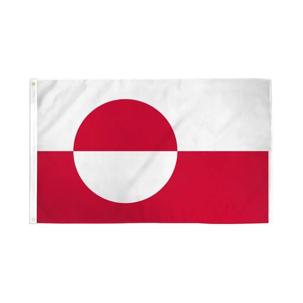 3x5ft Greenland Polyester Flag Banner with Fly Edge, Header Tape, Bold Colors, Dye Subl. for Home, Festive Party Backdrops