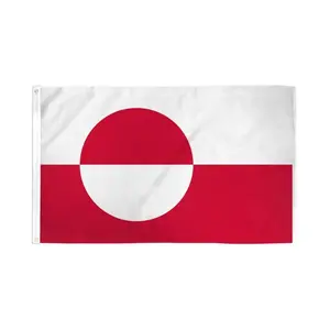 Greenland Poly Flag Banner, 3x5ft, with Fly Edge, Header Tape, Bold Print, Dye Sublimation for Home, Festive & Party Backdrops