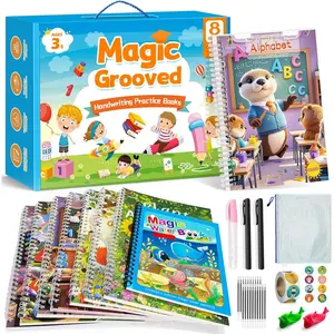 Magic Grooved Writing Practice for  3-8,  Handwriting Practice Books for , Writing Practice for   3-5, Tracing Books for ,  Learning Activities (8 Books)