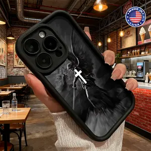 Cool Christian Cross Angel Pattern Case for iPhone 17 16 15 14 Pro Max 13 12 11 XR XS Plus Air Slim Lightweight Shockproof Protective Durable TPU Cover