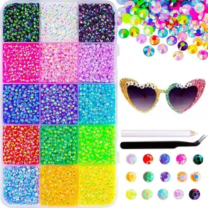 15-Colors Resin Rhinestone Decorating Kit,DIY Crystal Beads Art Set with Glue&Tools,Multi-Color Gemstones for Nail Art,Phone Cases,Crafts&Face Decoration
