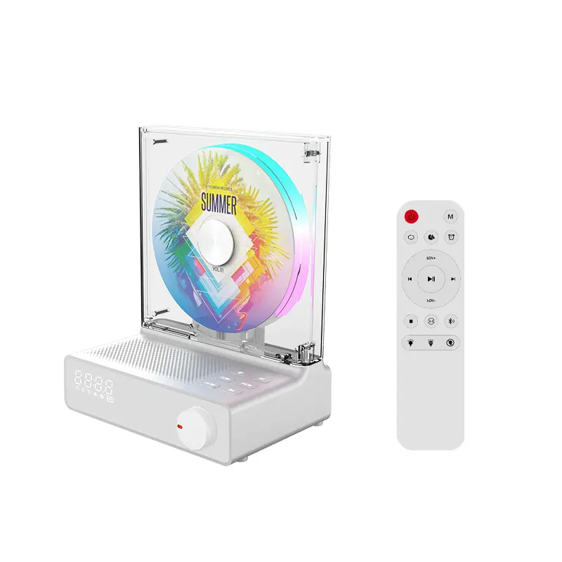 [MYDASH] Portable Bluetooth CD Player, Retro CD Player for Home with HiFi Speaker, 4000mAh Rechargeable Battery, Remote Control, RGB Night Light, Sleep Timer, USB/Micro SD/AUX Support