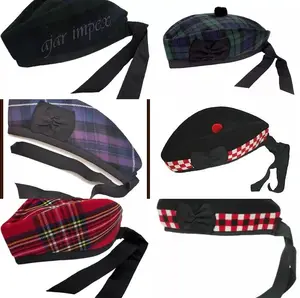 SCOTTISH PIPER HAT 100% PURE WOOL GLENGARRY