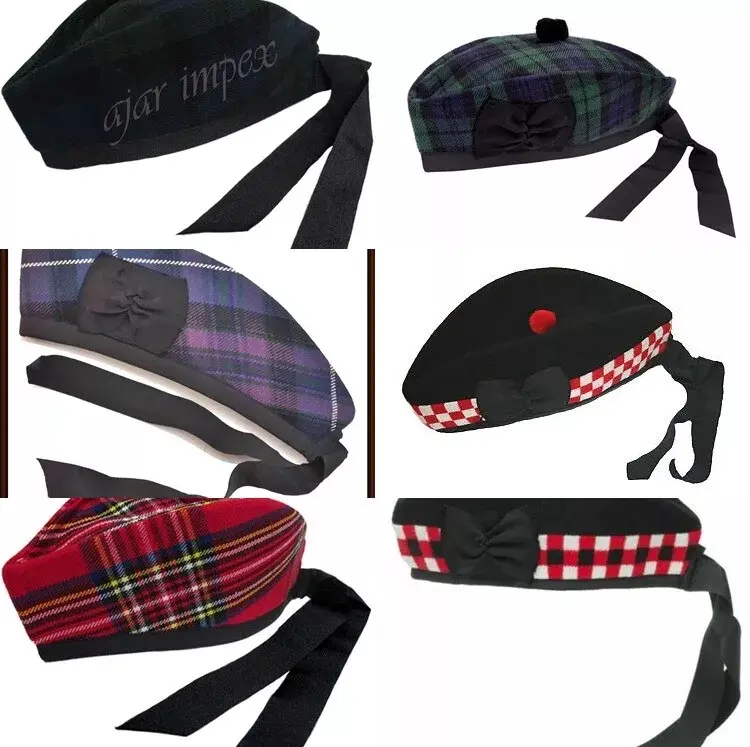 SCOTTISH PIPER HAT 100% PURE WOOL GLENGARRY