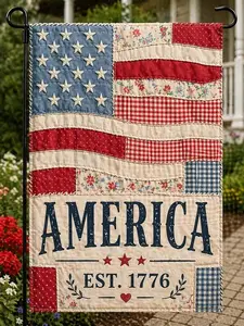 Faux Patchwork 250th Anniversary 4th of July Decor, USA 250 Years Garden Flag, 250 Years Banner, USA 250th Independence Day Banner,, Print Only