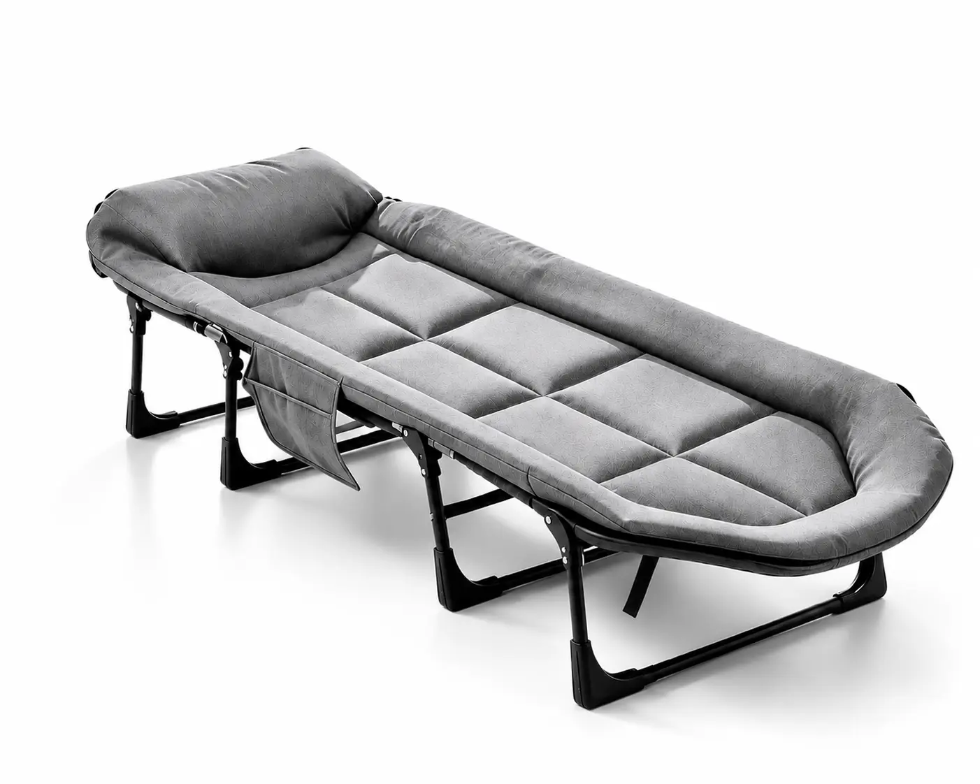 6-Position Adjustable Folding Bed with Plush Mattress & Pillow, Heavy-Duty Portable Camping Cot for Adults, Comfortable Office Nap Bed, Guest Bed for Home, Outdoor Travel, Foldable Steel Frame, Supports Up to 300LBS