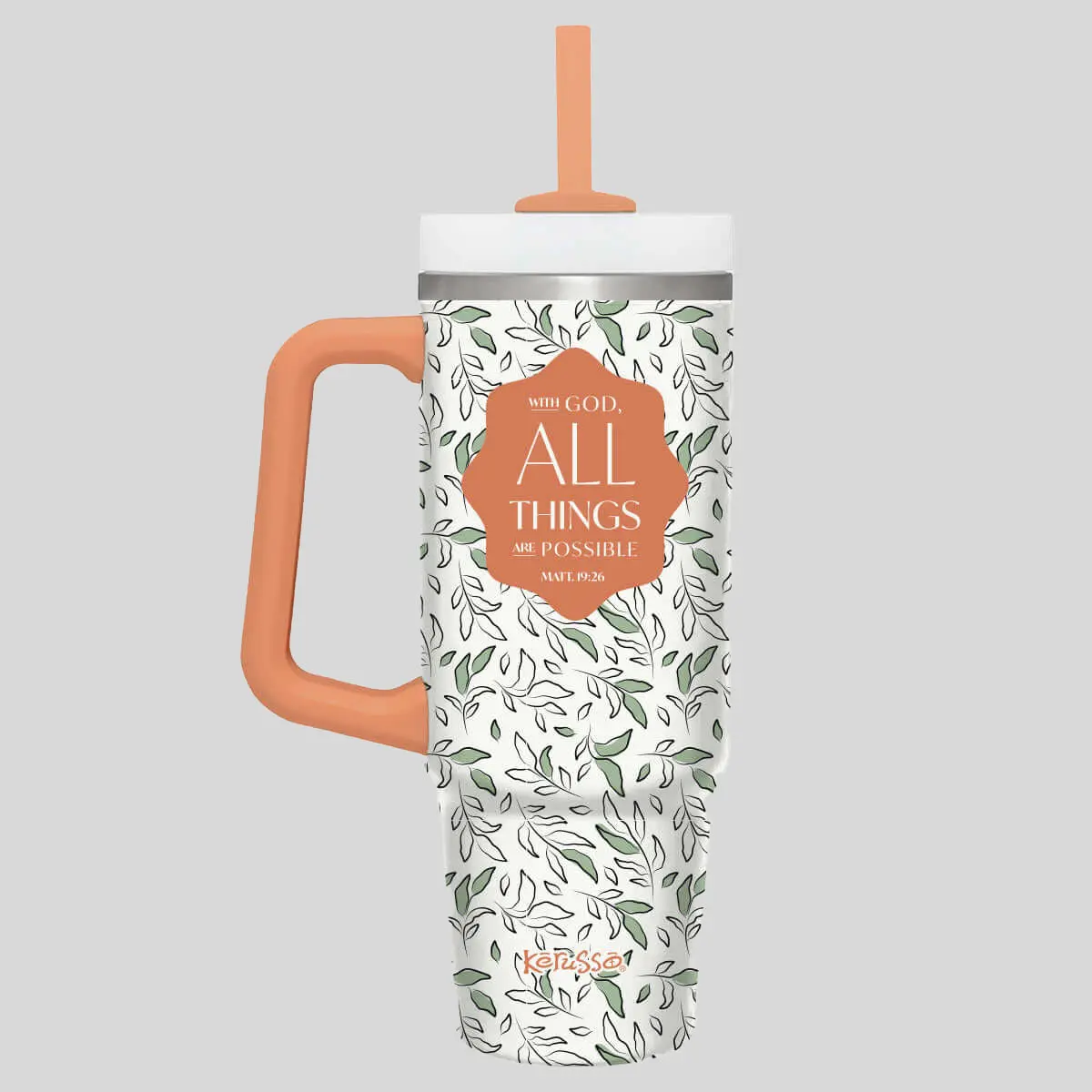 Kerusso 30 oz Stainless Steel Vacuum Flask - All Things Design, Leak-Proof, with Straw & Lid, Plastic Components, Hand Wash Only, Portable Outdoor Coffee Drinkware for Adults