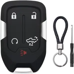 Key Fob Shell Case Replacement Fits for Chevy Silverado 2022 2021 2020 2019 and GMC Sierra 1500 2500HD 3500HD 5 Button Keyless Entry Remote Control Smart Car Key Fob Cover