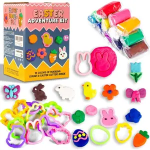 Easter Basket Stuffers for Kids 12 PACK Modeling Dough Set with 12 Easter Shape Cutters in Egg, Non-Candy Easter Gifts, Treat Bag Fillers, Party Favors, Classroom Prizes, Toddler & Kids Easter Toys