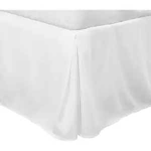 Queen Size Pleated Bed Skirt, Ruffled Lightweight Box Cover - 16 Inch Drop Dust Ruffle Bedskirt, Wrinkle Free and Fade Resistance, Easy to Stall - White