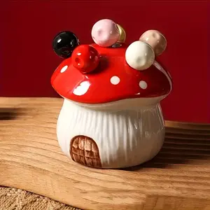 [Set of 6 Forks] Stainless Steel Mushroom Handle Forks, Set of 6 - Reusable Mini Cake Forks, Fruit Forks for Desserts, Snacks, Tea Parties - Durable & Stylish Small Forks for Home & Events. Faridabio