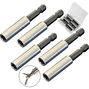 1/4"   Extension Bit Holder, 5 Pack Hex Shank  Bit Driver Set with Portable Case for Holding  Bits and Screws