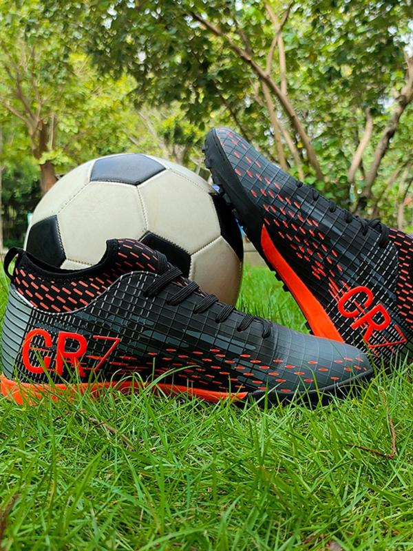 Unisex's Letter Print Low Top Spike Football Shoes, Soccer Shoes, Breathable Comfortable Football Cleats, Football Training Shoes, Football Boots for All Seasons