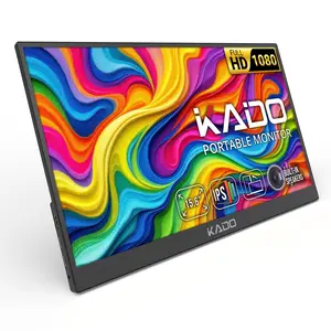 Kado 15.6" Portable Monitor for Laptop IPS 1920x1080 Screen Extender Dual USB Type-C Plug & Play Second Display Built-In Speakers