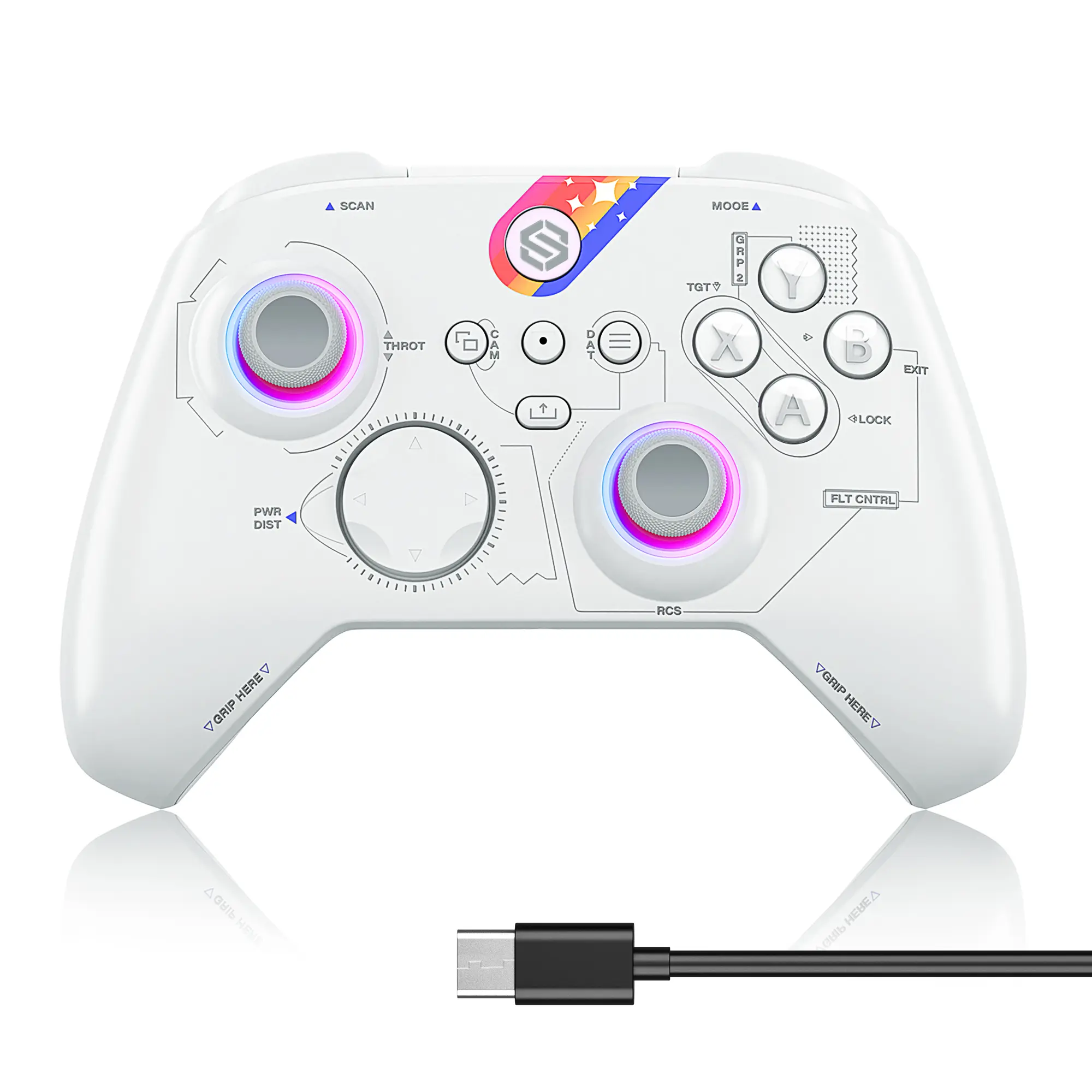 VIDPPLUING RGB Gaming Controller with Hall Effect Joysticks - Xbox/PC Accessories, Custom Cable, Plug-In Compatibility, Dual Vibration, Turbo Programmable Buttons, 3.5mm Audio, 1000mAh Battery, Lights - Top Back-to-School Gadget