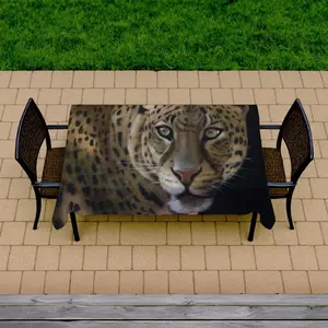 360 Stand Large Realistic Leopard Print Rectangular Tablecloth - 58x102 in, Easy Clean, Wildlife Theme, Indoor-Outdoor Furniture Decor for Outdoor Tables