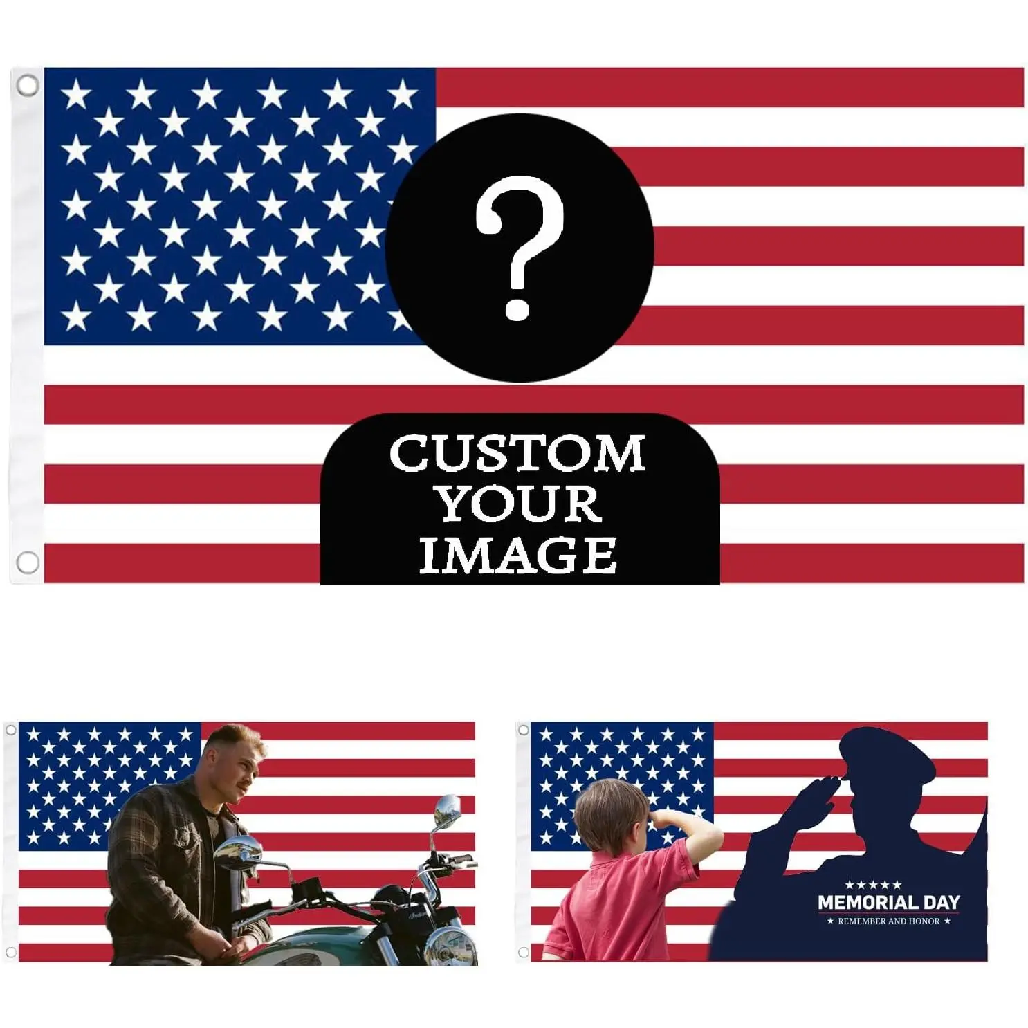 Flag 3X5 Ft Personalized American Wall Flag Add Your Own Text/Logo/Photo Double Sided Funny Tapestry Customized For Bedroom Decoration Garden Yard Outdoors (Classical)