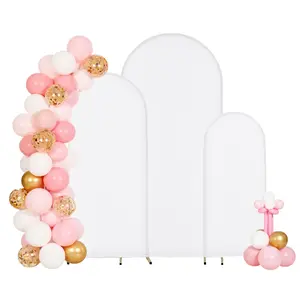 Arch Backdrop Stand Set Of 3, 6/5/4 Ft, Stable Construction, Easy Assembly, Gold Metal Arch Backdrop Stand With Cover For Wedding, Birthday Party, Graduation, Celebration And Ceremony Decoration