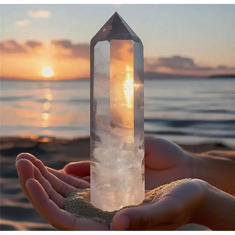 Natural Clear Quartz Tower Point Crystal White Crystal Obelisk Healing Crystal