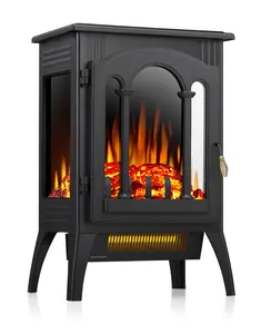 R.W.FLAME Electric Fireplace Heater, 20" Freestanding Fireplace Infrared Stove 1000W/1500W, 3D Realistic Flame Effects, Adjustable Brightness and Heating Mode