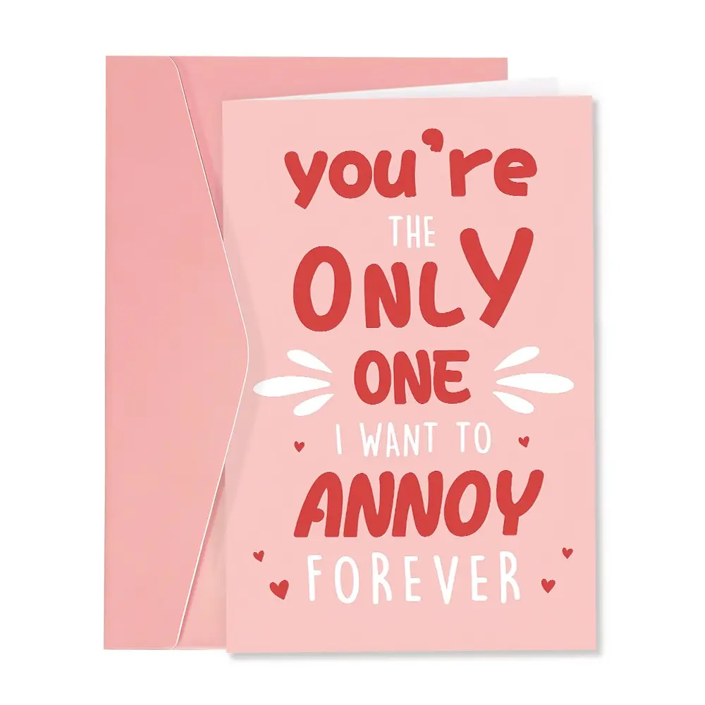 1pc Funny Valentine's Day Custom Message Card for Him or Her,Cute Anniversary Cards for Husband, Boyfriend, Wife, or Girlfriend - Funny Birthday Card for Men or Women, Funny Dad Card Design